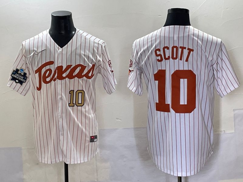 Men Texas Longhorns #10 Scott White stripe Nike joint Name NCAA 2025 Jersey style 5